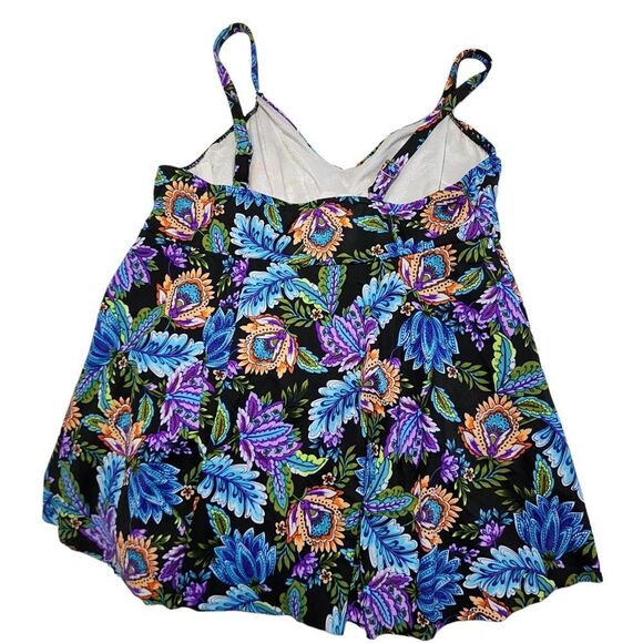 Swim Solutions Womens Boho Play Multicolor V Neck Tankini Top‎ Size 8 New - Picture 10 of 11